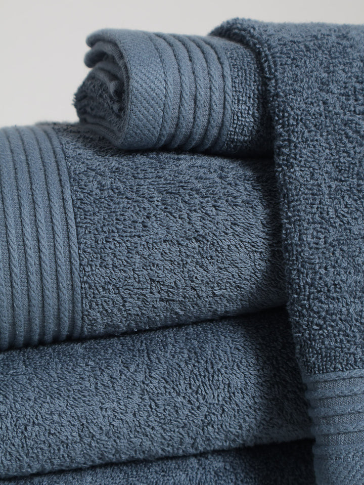 Signature Ripple Border Towels - Blue