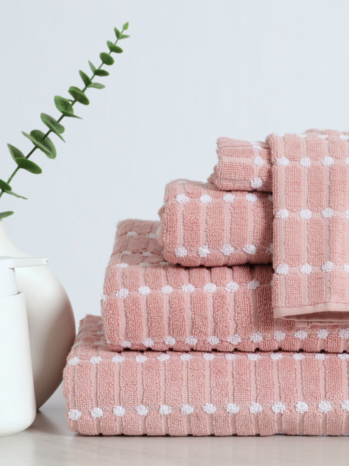 Stitch Stipe Bath Towels - Blush