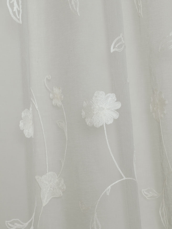 Eyelet Extra Width & Extra Length Sheer Blooming Curtain - Grey