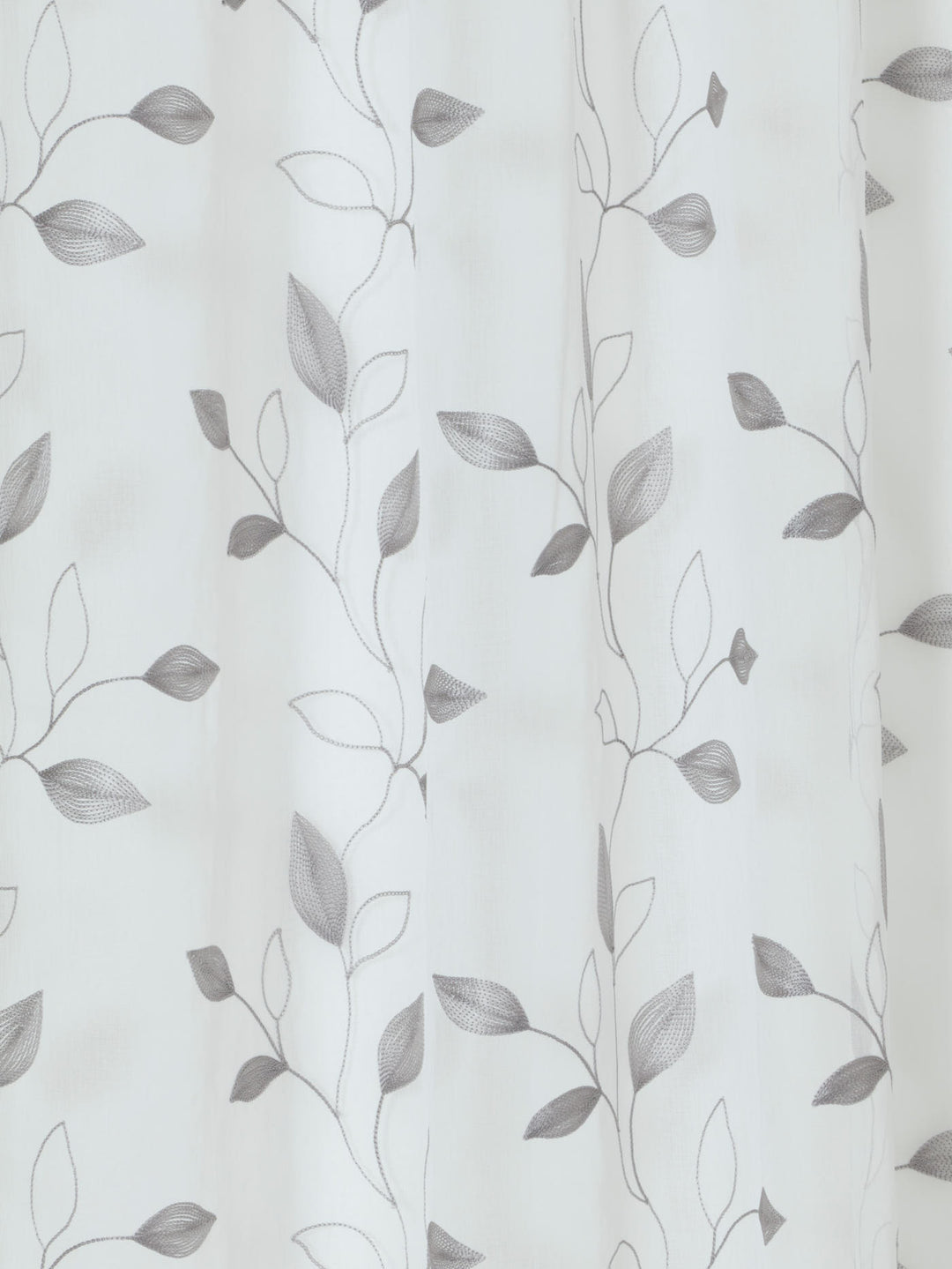 Eyelet Standard Sheer Silhouette Leaf Curtain - White