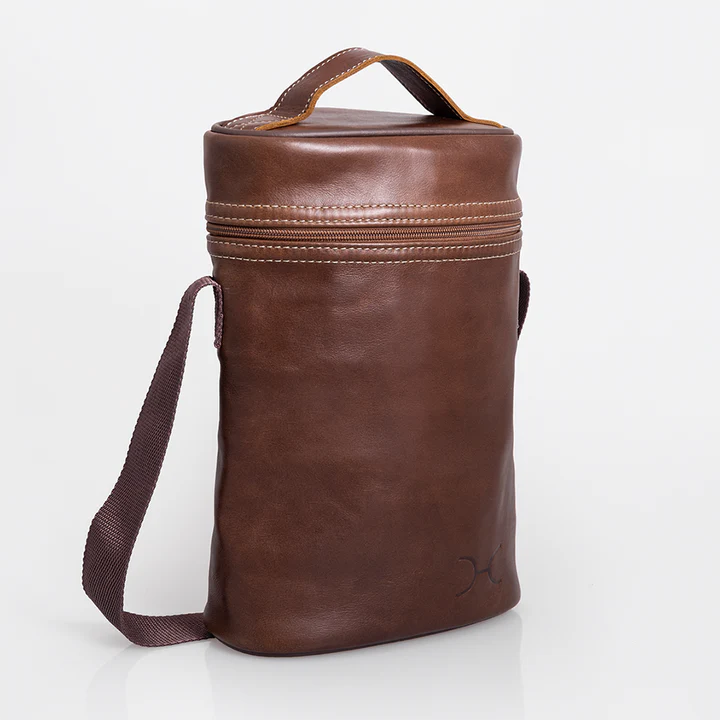 Wine Cooler Double Carry Bag Leather - Tobacco Leather