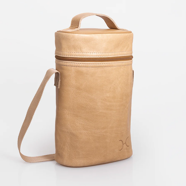 Wine Cooler Double Carry Bag Leather - Hazelnut Leather