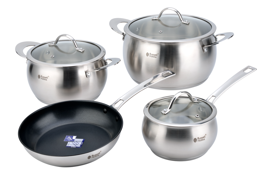 Russell Hobbs Nostalgia 7 Piece Stainless Steel Belly Pot Set