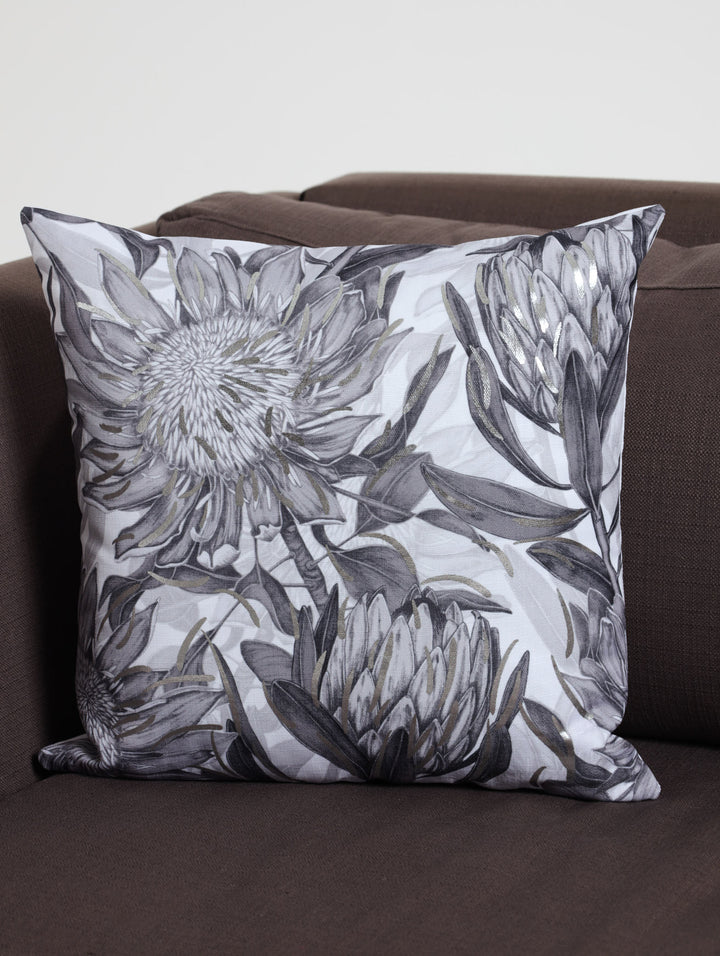 Protea Foil Scatter Cushion - Grey