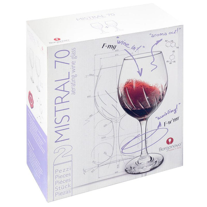 Borgonovo Mistral Wine Aerating Glass - 2 x 700ml