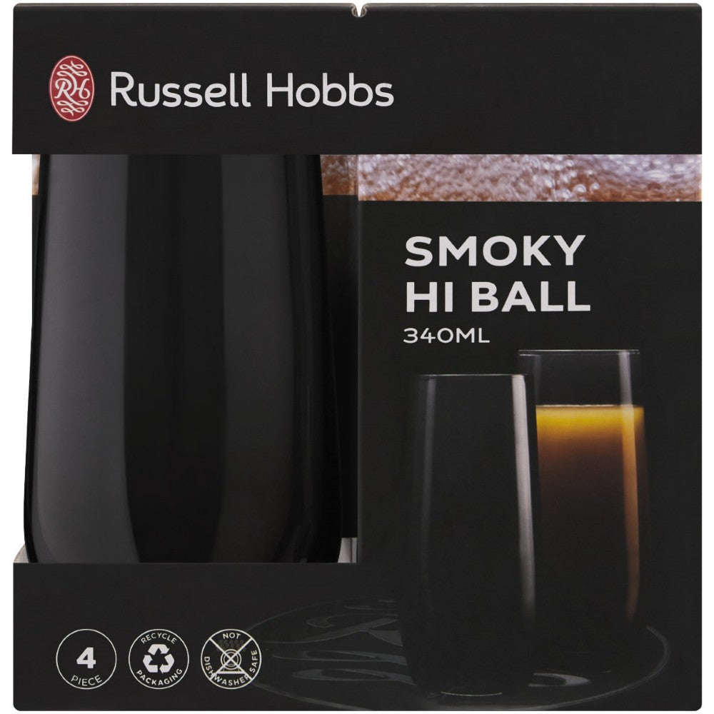 Russell Hobbs Smoky Hiball Glass - 4 x 340ml