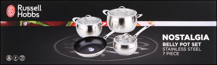 Russell Hobbs Nostalgia 7 Piece Stainless Steel Belly Pot Set