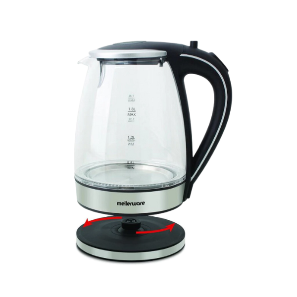 Mellerware 360 Degree Cordless Glass Kettle 1.8L